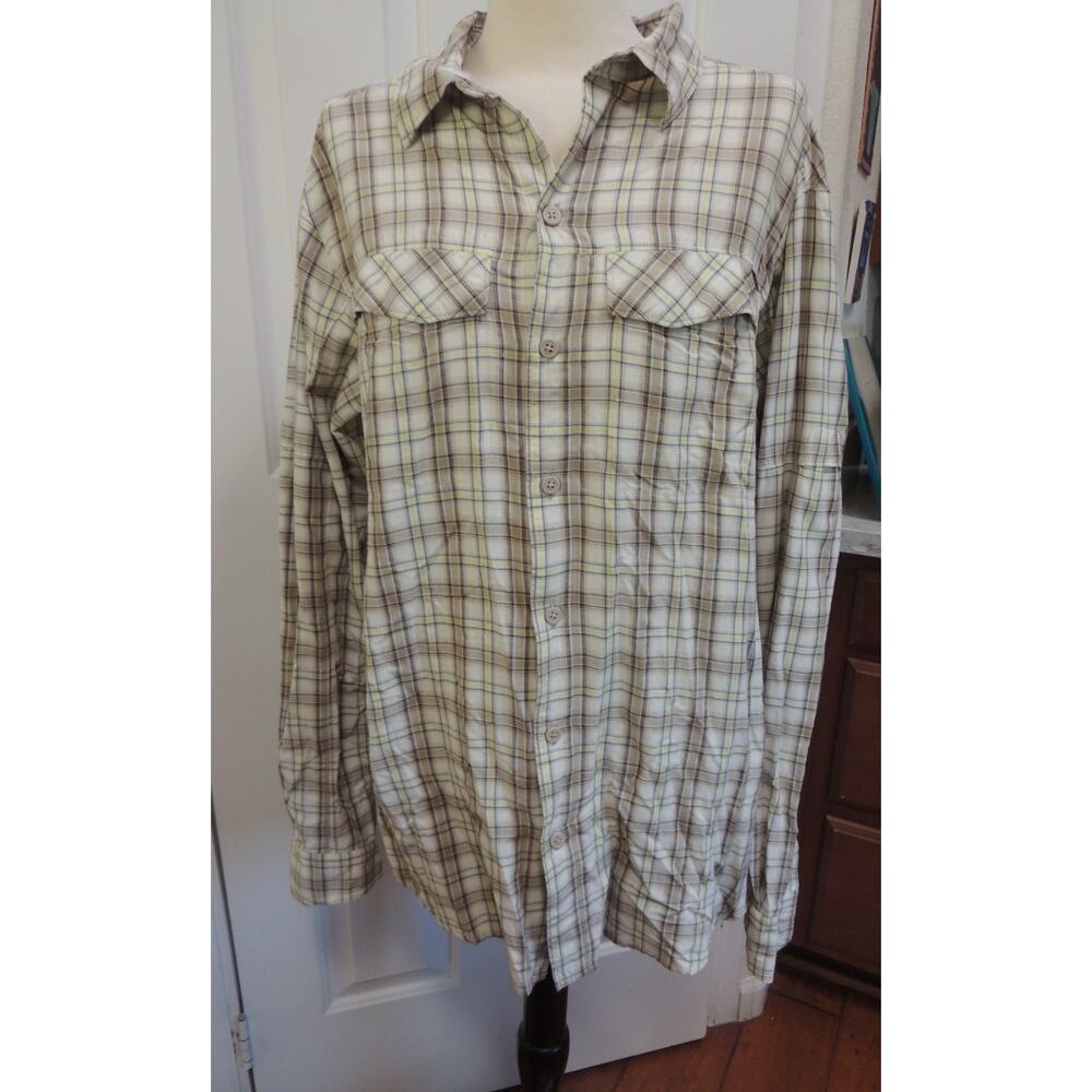 Columbia Plaid Shirt Flap Pockets Travel Outdoor Men's L
